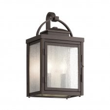 CARLSON 2 Light Wall Lantern Aluminium, Seeded Glass