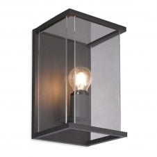CARLTON outdoor box wall lantern in graphite with clear glass panels