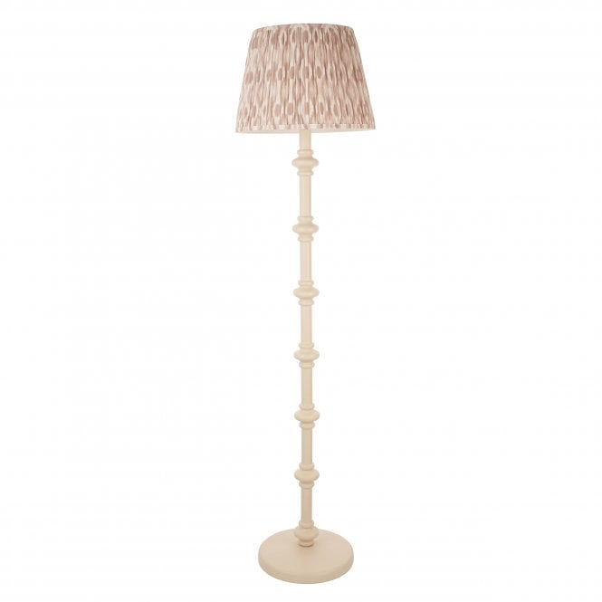 Carnaby Almond White Floor Lamp with Ikat Shade in Neutral
