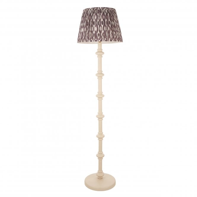 Carnaby Almond White Floor Lamp with Ikat Shade in Pearl Grey