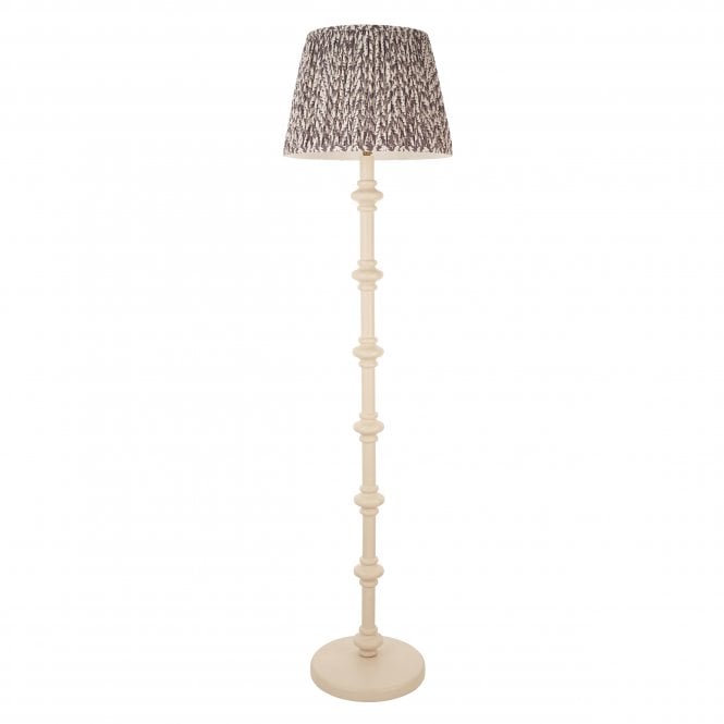 Carnaby Almond White Floor Lamp with Leaf Shade in Pearl Grey