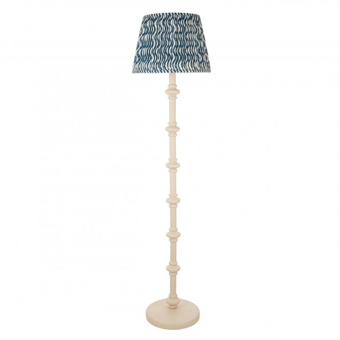 Carnaby Almond White Floor Lamp with Ripple Shade in Marlin Blue