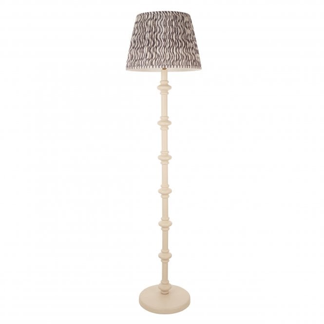 Carnaby Almond White Floor Lamp with Ripple Shade in Pearl Grey