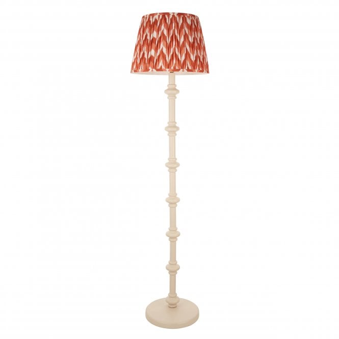 Carnaby Almond White Floor Lamp with Zigzag Shade in Apricot