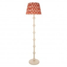 white floor lamp with orange zigzag shade