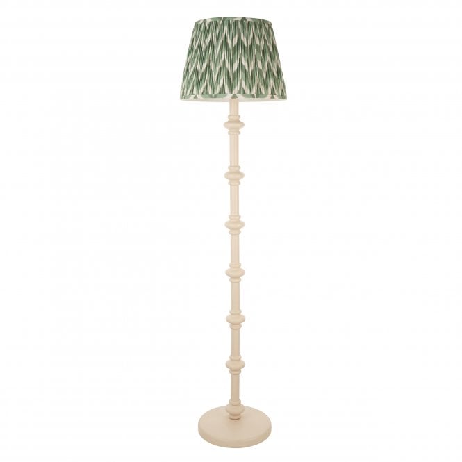 Carnaby Almond White Floor Lamp with Zigzag Shade in Cotswold Green