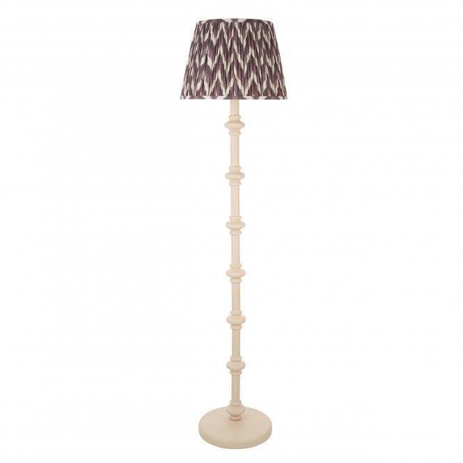 Carnaby Almond White Floor Lamp with Zigzag Shade in Pearl Grey