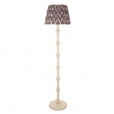 white floor lamp with grey zigzag pattern shade