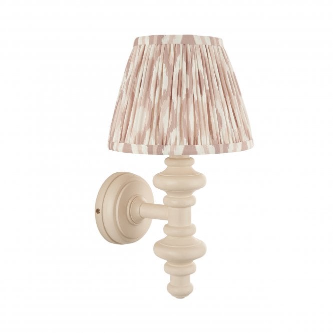 Carnaby Almond White Wall Light with Ikat Shade in Neutral