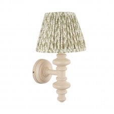 Carnaby Almond White Wall Light with Leaf Shade in Green