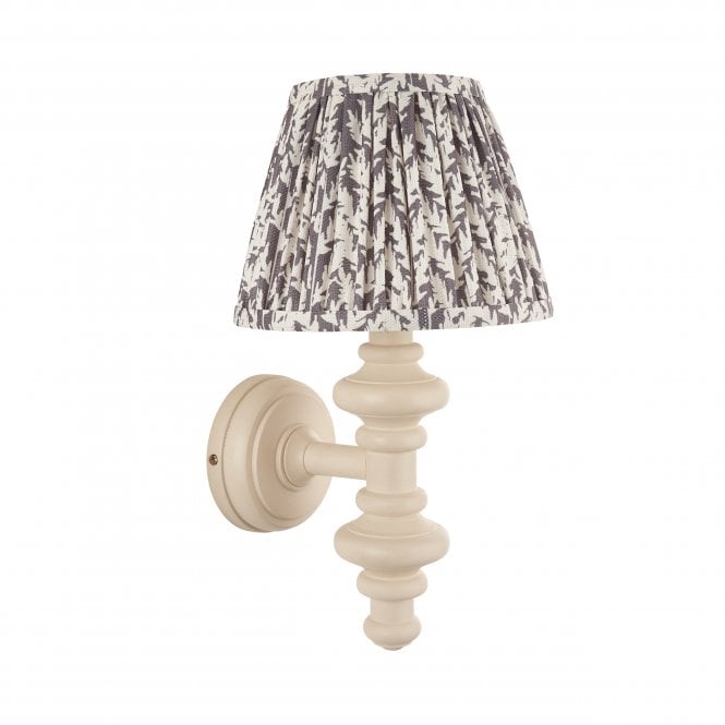 Carnaby Almond White Wall Light with Leaf Shade in Pearl Grey