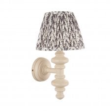 white wall light with grey leaf pattern shade