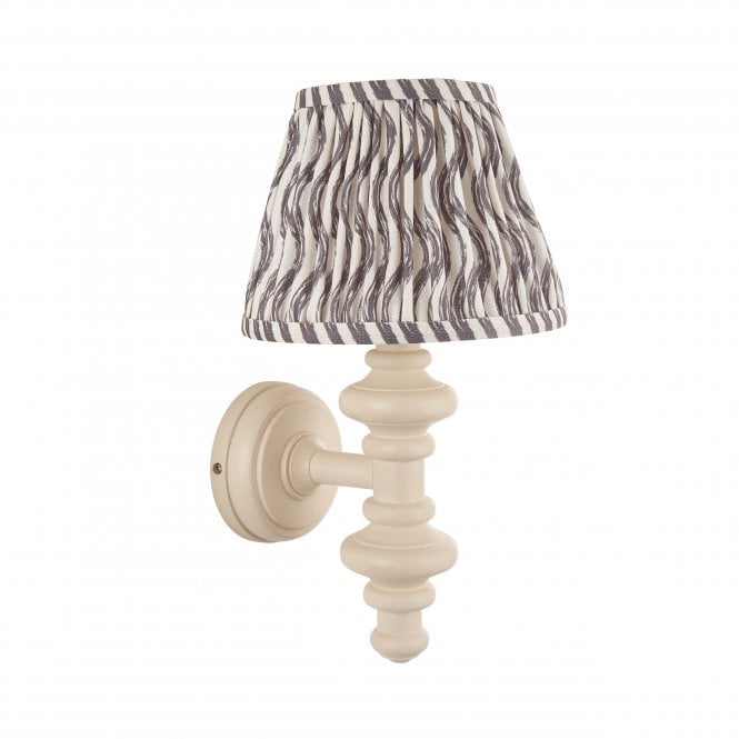 Carnaby Almond White Wall Light with Ripple Shade in Pearl Grey