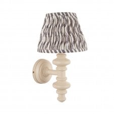 Carnaby Almond White Wall Light with Ripple Shade in Pearl Grey