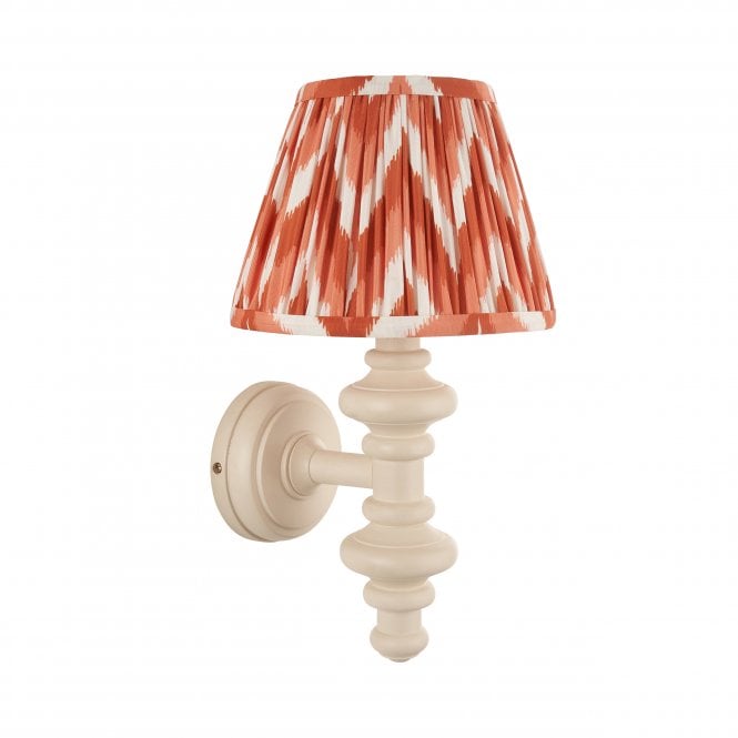 Carnaby Almond White Wall Light with Zigzag Shade in Apricot