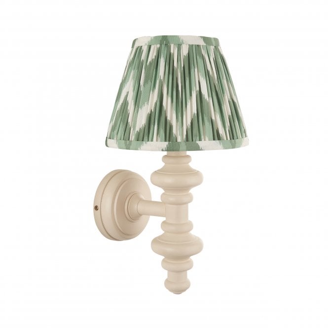 Carnaby Almond White Wall Light with Zigzag Shade in Cotswold Green