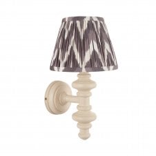white wall light with grey zigzag pattern tapered shade
