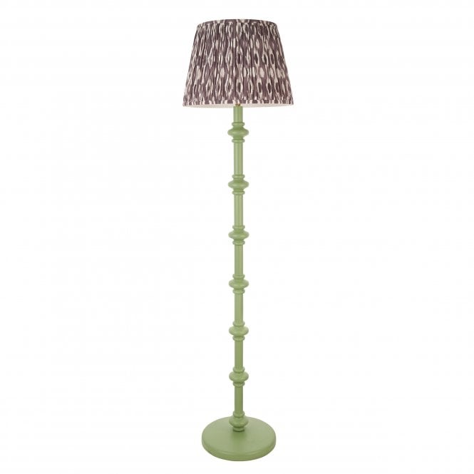 Carnaby Cotswold Green Floor Lamp with Ikat Shade in Pearl Grey