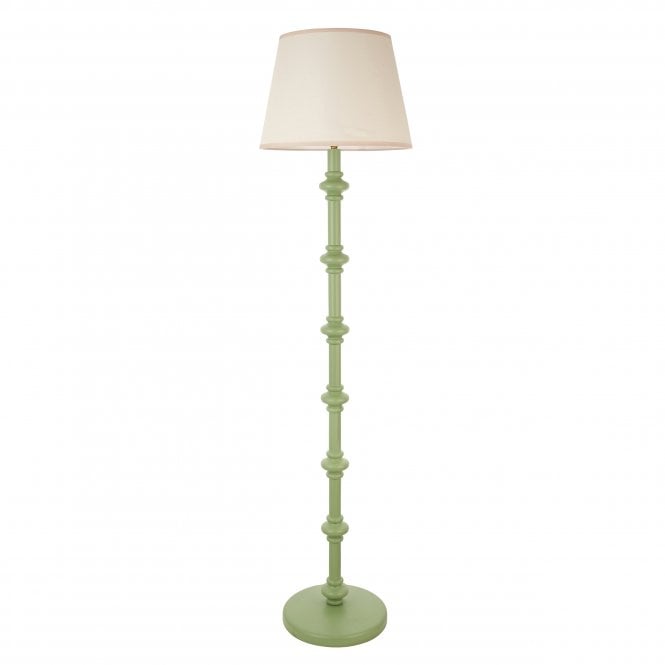 Carnaby Cotswold Green Floor Lamp with Ivy Shade in Vintage White