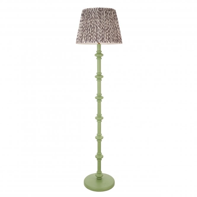 Carnaby Cotswold Green Floor Lamp with Leaf Shade in Pearl Grey