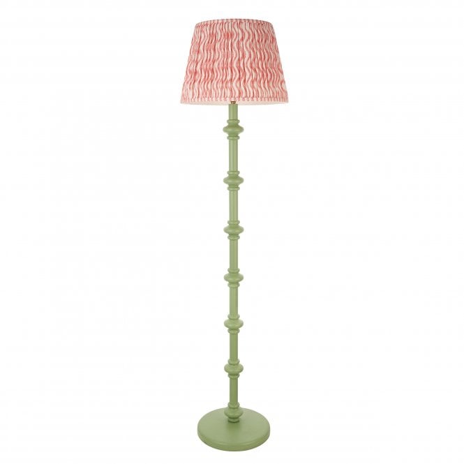 Carnaby Cotswold Green Floor Lamp with Ripple Shade in Coral Pink