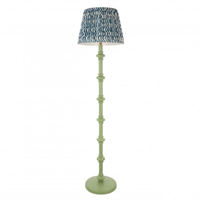 Carnaby Cotswold Green Floor Lamp with Ripple Shade in Marlin Blue