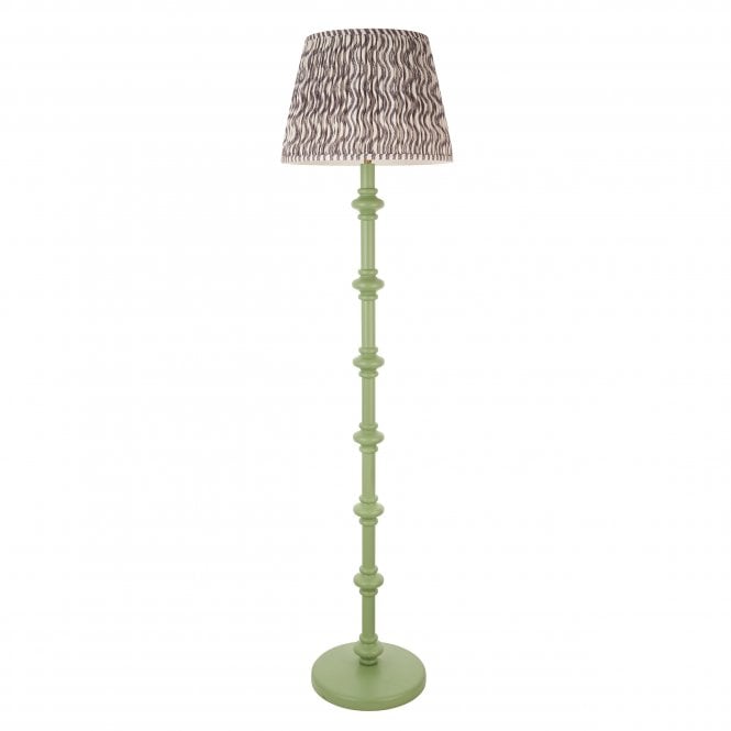 Carnaby Cotswold Green Floor Lamp with Ripple Shade in Pearl Grey