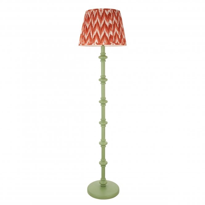 Carnaby Cotswold Green Floor Lamp with Zigzag Shade in Apricot