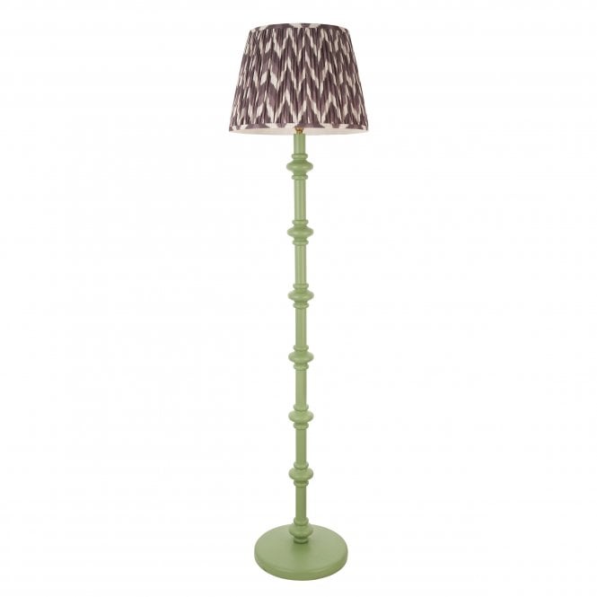 Carnaby Cotswold Green Floor Lamp with Zigzag Shade in Pearl Grey
