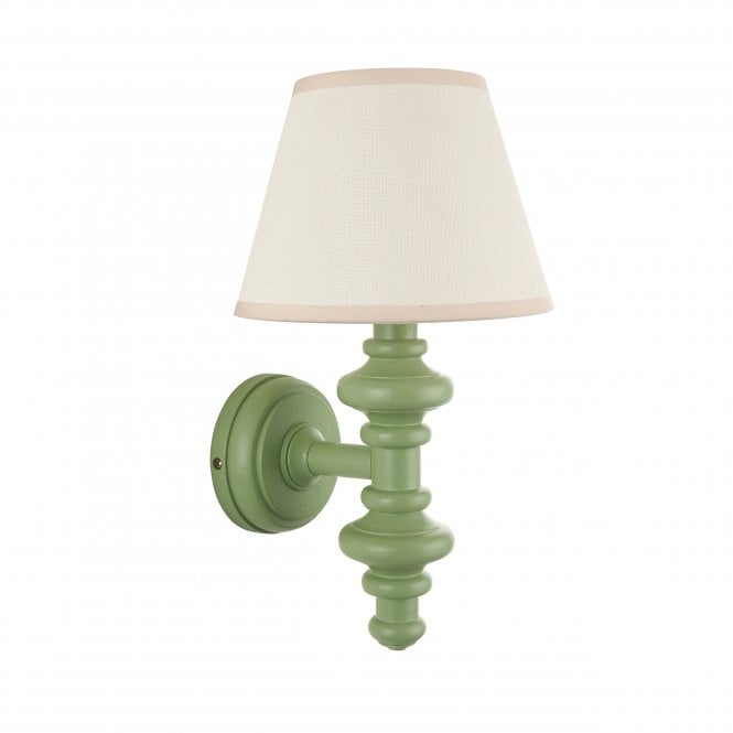 Carnaby Cotswold Green Wall Light with Ivy Shade in Vintage White