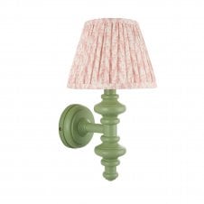 Carnaby Cotswold Green Wall Light with Leaf Shade in Peach