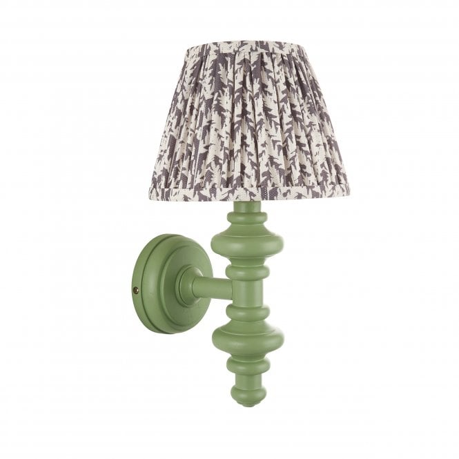 Carnaby Cotswold Green Wall Light with Leaf Shade in Pearl Grey
