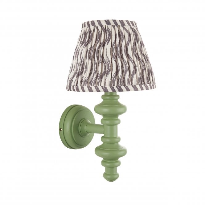Carnaby Cotswold Green Wall Light with Ripple Shade in Pearl Grey