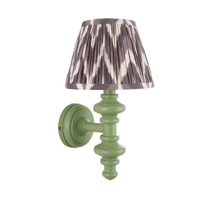 Carnaby Cotswold Green Wall Light with Zigzag Shade in Pearl Grey