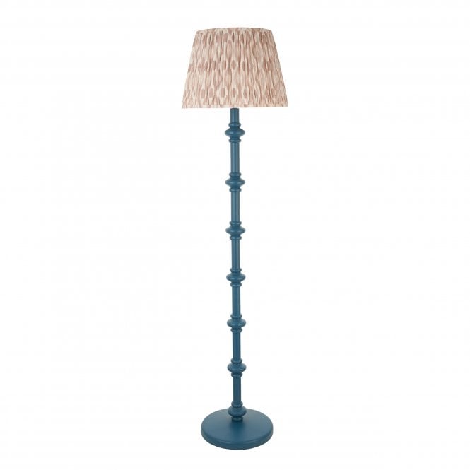 Carnaby Marlin Blue Floor Lamp with Ikat Shade in Neutral