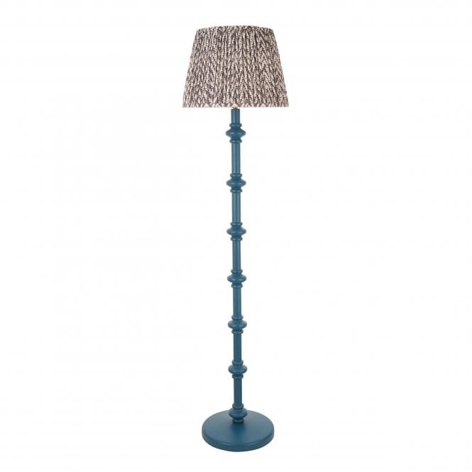 Carnaby Marlin Blue Floor Lamp with Leaf Shade in Pearl Grey
