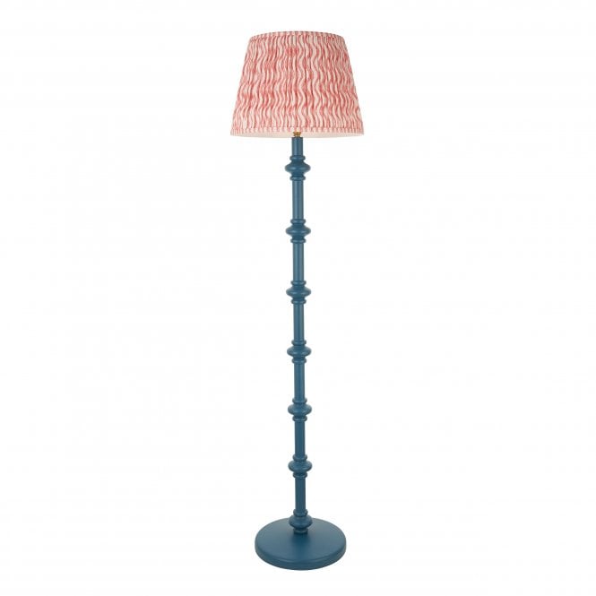Carnaby Marlin Blue Floor Lamp with Ripple Shade in Coral Pink