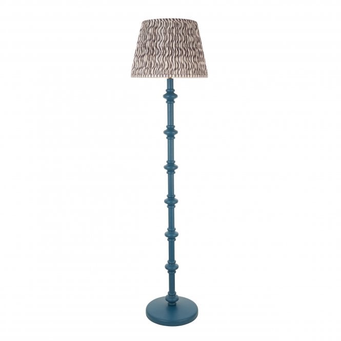 Carnaby Marlin Blue Floor Lamp with Ripple Shade in Pearl Grey