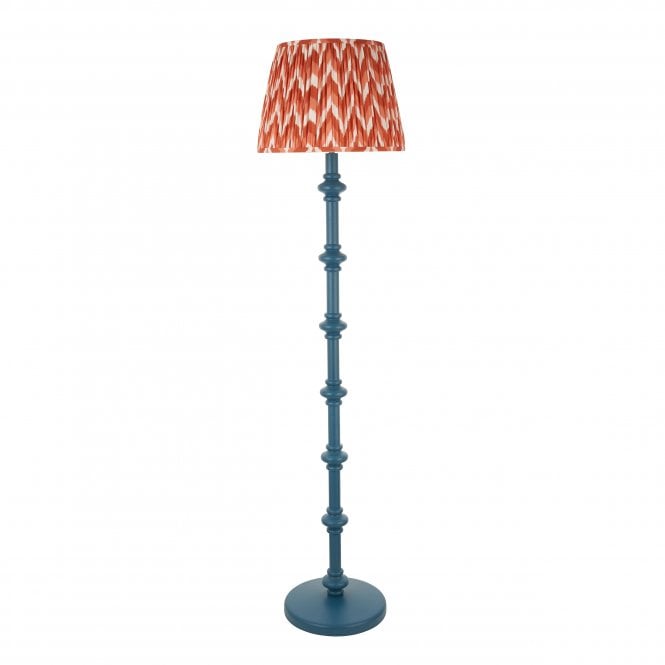 Carnaby Marlin Blue Floor Lamp with Zigzag Shade in Apricot