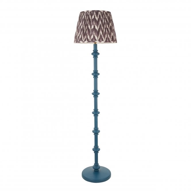Carnaby Marlin Blue Floor Lamp with Zigzag Shade in Pearl Grey