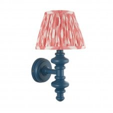 blue wall light with pink ikat pattern shade