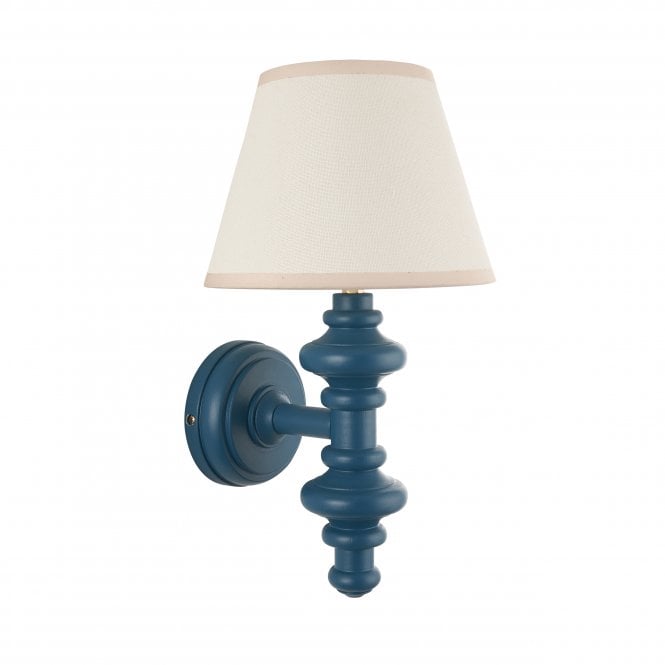 Carnaby Marlin Blue Wall Light with Ivy Shade in Vintage White
