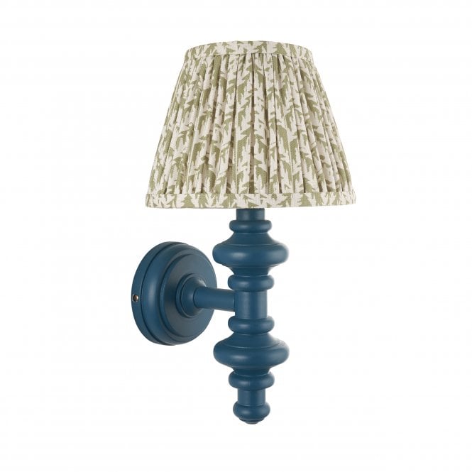 Carnaby Marlin Blue Wall Light with Leaf Shade in Green