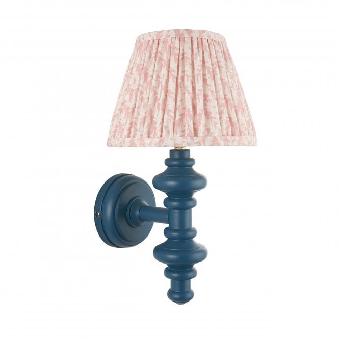 Carnaby Marlin Blue Wall Light with Leaf Shade in Peach