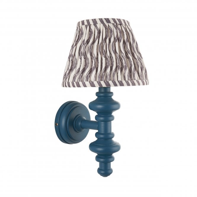 Carnaby Marlin Blue Wall Light with Ripple Shade in Pearl Grey