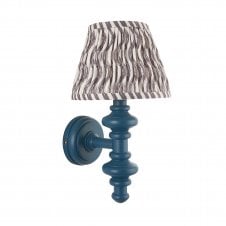 blue wall light with grey ripple pattern shade
