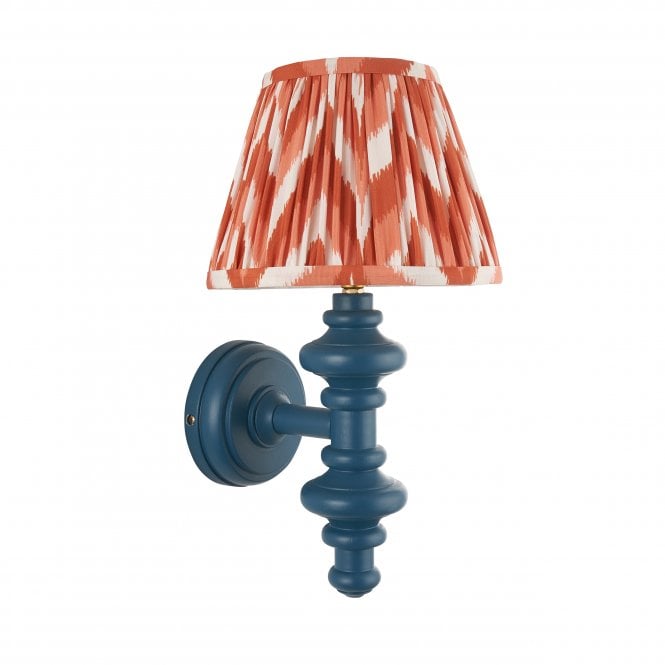 Carnaby Marlin Blue Wall Light with Zigzag Shade in Apricot