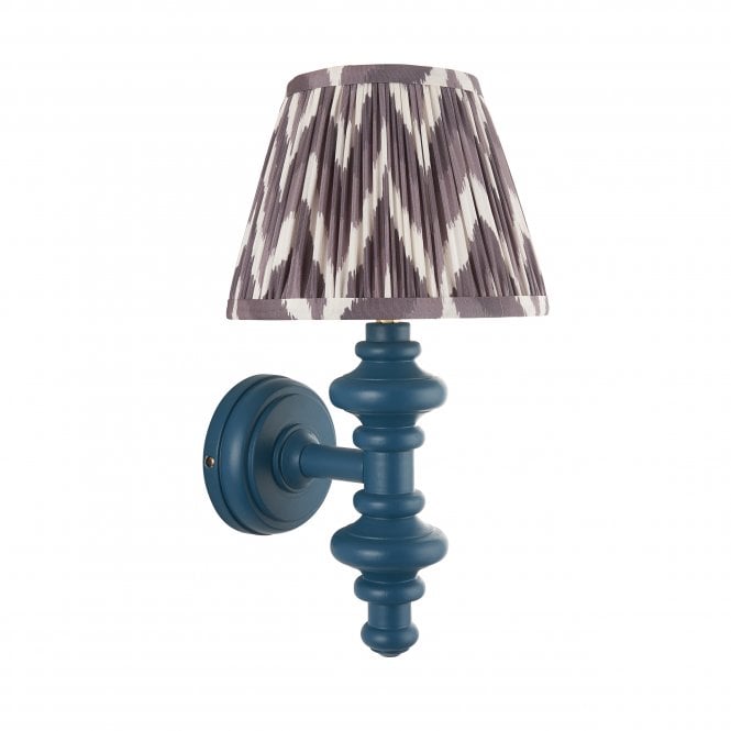 Carnaby Marlin Blue Wall Light with Zigzag Shade in Pearl Grey