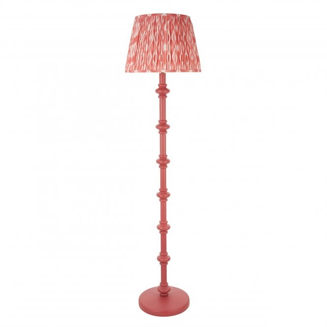 Carnaby Pink Clay Floor Lamp with Ikat Shade in Coral pink