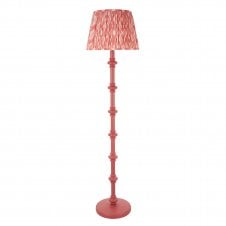 pink floor lamp with ikat pattern shade